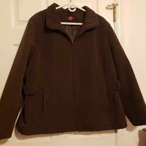 Brown quilted jacket coat women's size 2x